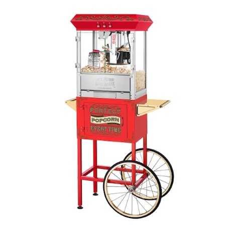 Great Northern Popcorn 10-Ounce Perfect Machine Electric Countertop Popcorn Maker and Cart, Red 721652CXU